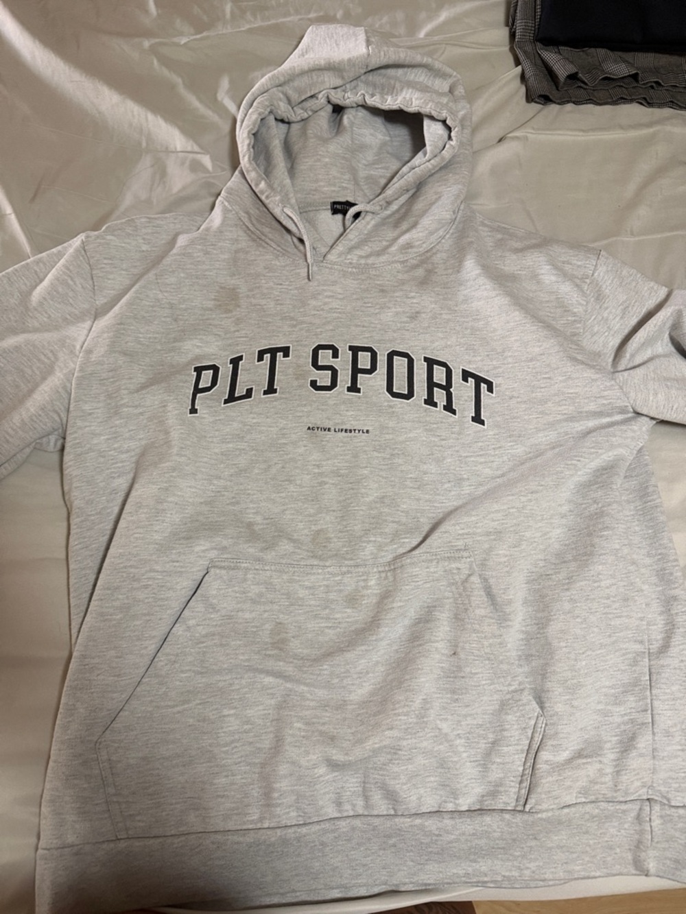 PrettyLittleThing Light Gray PLT Sport Hoodie